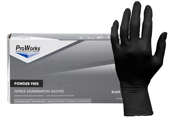 ADEGL-N107F-L LARGE PROWORKS 7 MIL POWDER FREE BLACK NITRILE EXAM GLOVES 100/BX