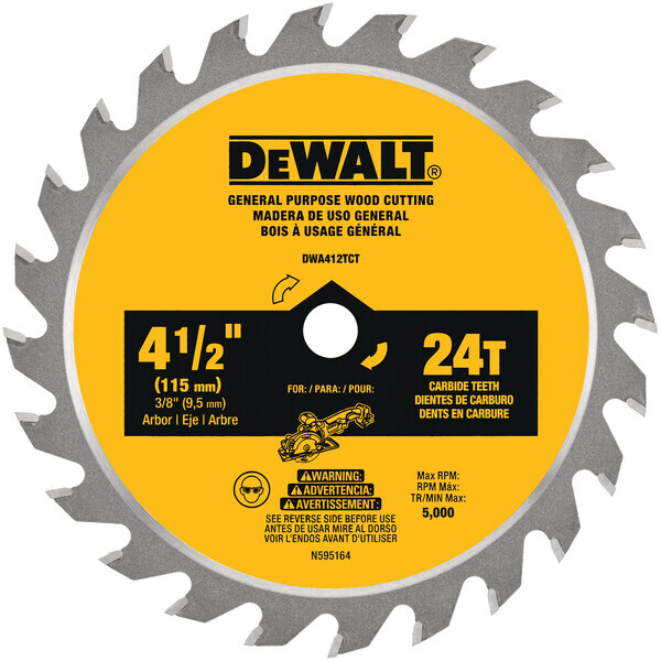 DEWDWA412TCT 4 1/2" 24T TCT SAW BLADE