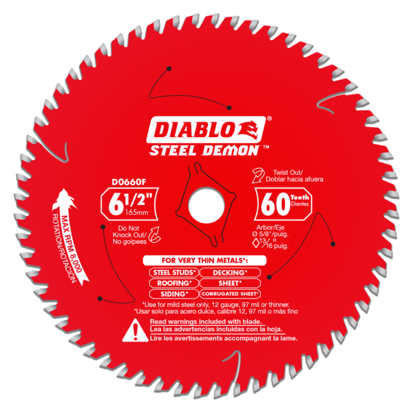 DIABLO-D0660FA 6 1/2" X 60 TOOTH STEEL DEMON SAW BLADE