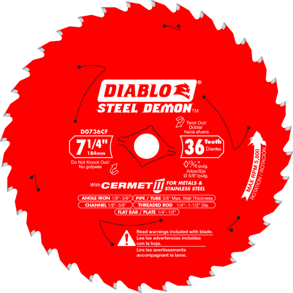 DIABLO-D0736CF 7 1/4" X 36 TOOTH STEEL DEMON CERMET II SAW BLADE