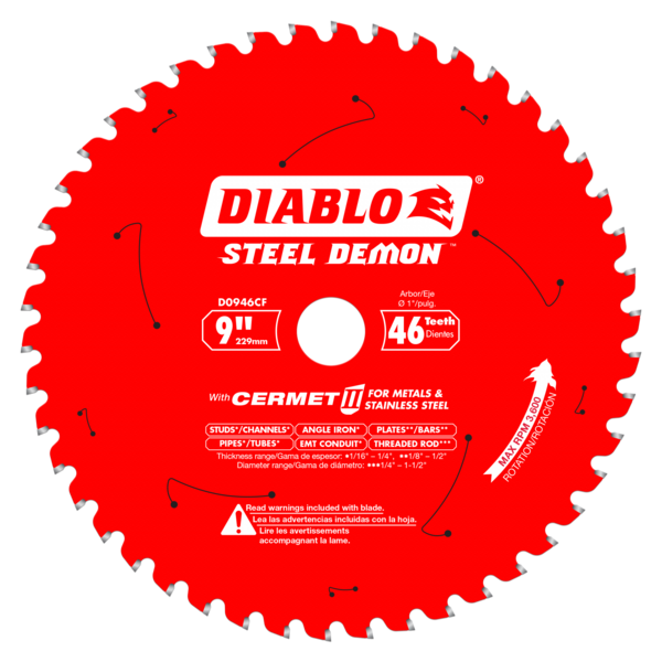 DIABLO-D0946CF 9" X 46 TOOTH STEEL DEMON CERMET II SAW BLADE