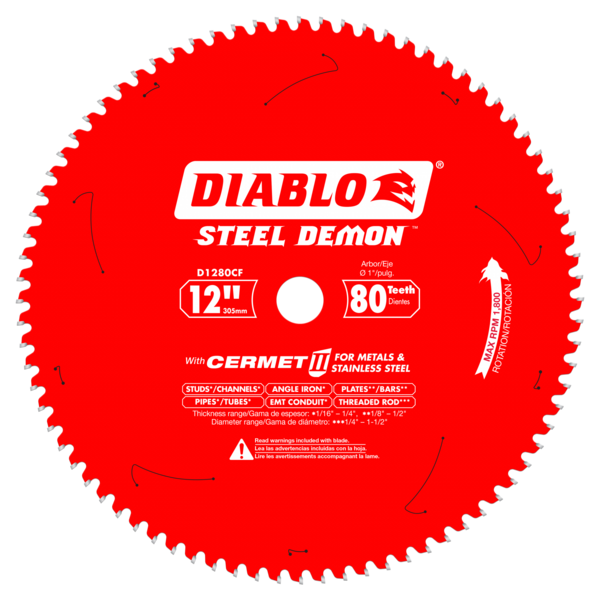 DIABLO-D1280CF 12" X 80 TOOTH STEEL DEMON CERMET II SAW BLADE