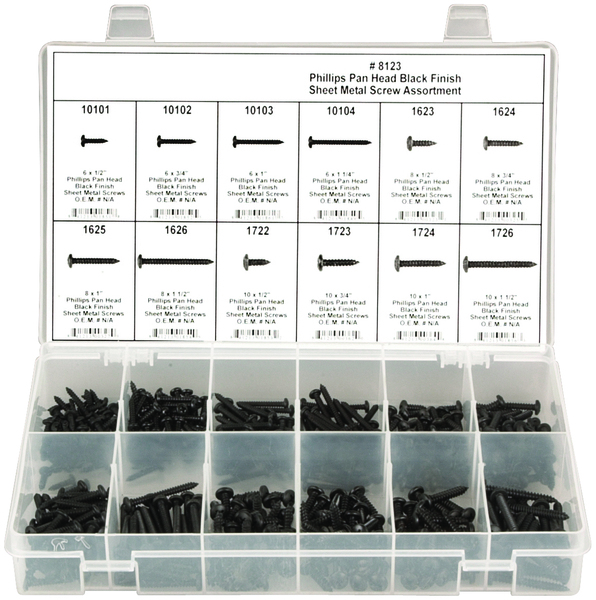 DIS8123 440PC BLACK PHILLIPS PAN HEAD SCREW 12 PART ASSORTMENT