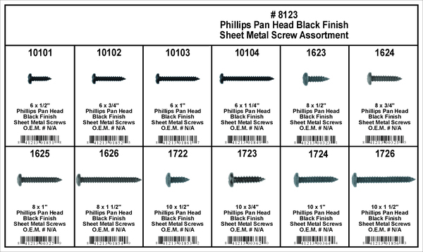 DIS8123 440PC BLACK PHILLIPS PAN HEAD SCREW 12 PART ASSORTMENT