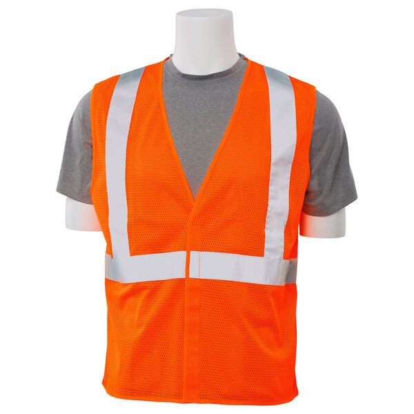 ERB61433 MEDIUM ANSI CLASS 2 VEST MESH HI-VIZ ORANGE - HOOK & LOOP