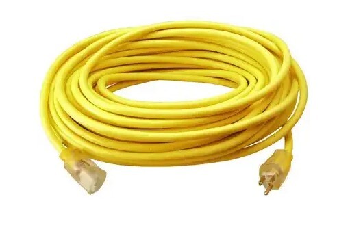 EXT123100 12/3 100' SJTW-A YELLOW INDOOR/OUTDOOR EXTENSION CORD WITH LIGHTED END