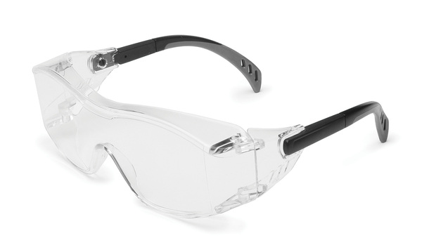 GWS6980 COVER2 OTG CLEAR LENSE BLACK TEMPLE SAFETY GLASSES / MEETS ANSI Z87+ & CSA Z94.3