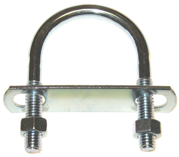 HIN91C 3/8-16 U-BOLT WITH PLATE & 2 NUTS ZINC PLATED FOR 2 PIPE