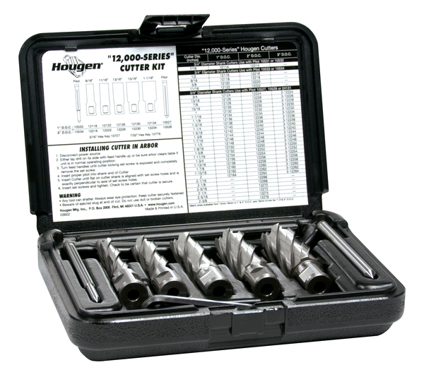 HOUG12002 CUTTER KIT-12,000 SERIES 2" D.O.C. - 9/16, 11/16, 13/16, 15/16, 1 1/16 & 2 PILOTS