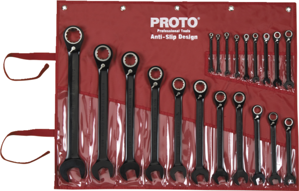 PROJSCV-20S 20PC BLACK CHROME REVERSIBLE RATCHETING COMBINATION WRENCH SET - SPLINE