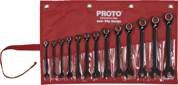 PROJSCVM-13S 13PC BLACK CHROME REVERSIBLE RATCHETING COMBINATION WRENCH SET - SPLINE