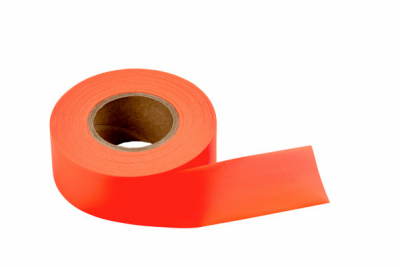 KESFT-GO 1 3/16 X 150' GLO-ORANGE WEATHERPROOF FLAGGING TAPE - 3MM THICK