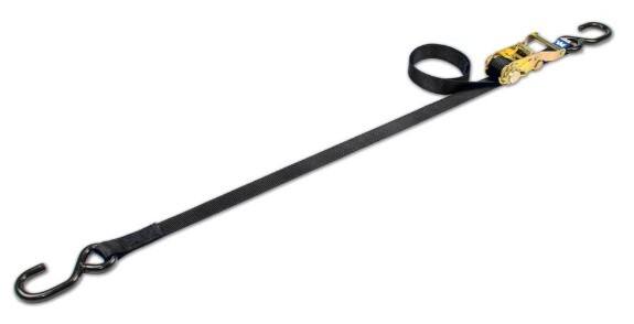 MACUTRB-16 1" X 16' 3000 LB BLACK NYLON RACHET STRAP WITH COATED S-HOOKS