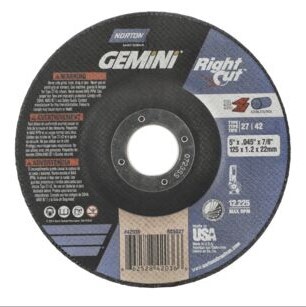 NOR66252842036 5" X .045 X 7/8" GEMINI RIGHTCUT TYPE T27/42 A46 CUTOFF WHEEL