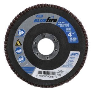 NOR77696090081 4 1/2" X 7/8" BLUEFIRE R884P HIGH DENSITY FLAP DISC T27 FLAT 36 GRIT