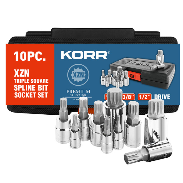 NTLKSS009 10PC XZN TRIPLE SQUARE SPLINE BIT SOCKET SET