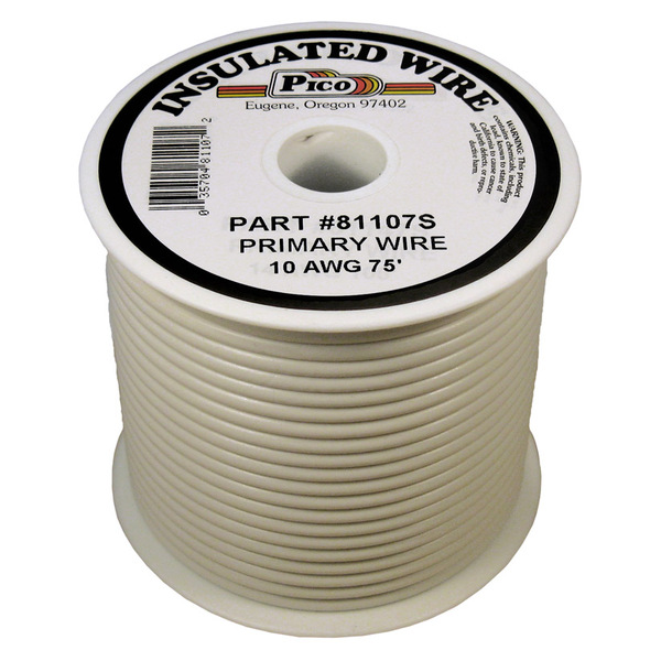 PICO81107S 10 AWG WHITE PRIMARY WIRE 75' ROLL