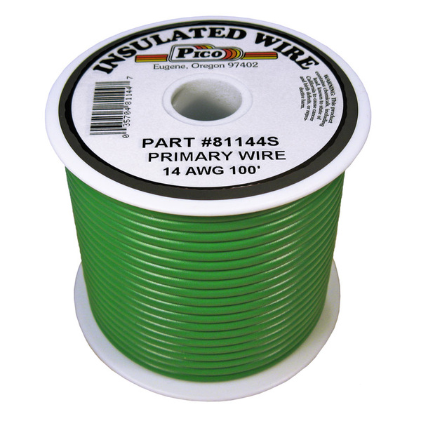 PICO81144S 14 AWG GREEN PRIMARY WIRE 100' ROLL