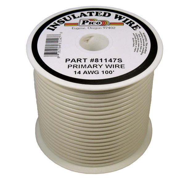 PICO81147S 14 AWG WHITE PRIMARY WIRE 100' ROLL