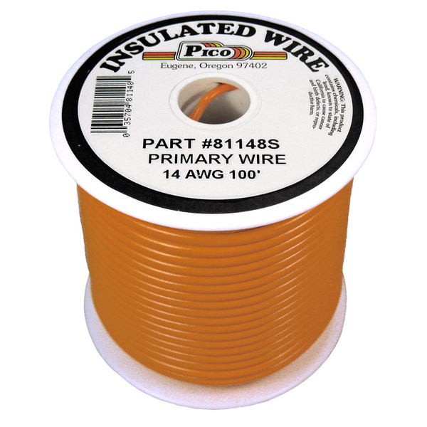 PICO81148S 14 AWG ORANGE PRIMARY WIRE 100' ROLL