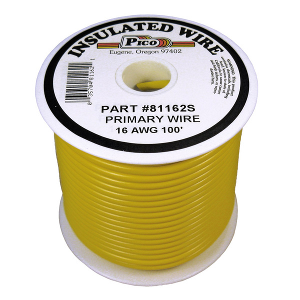 PICO81162S 16 AWG YELLOW PRIMARY WIRE 100' ROLL