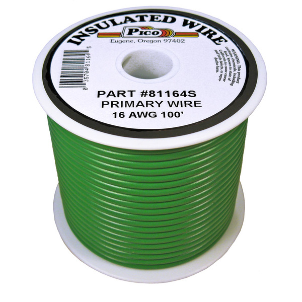 PICO81164S 16 AWG GREEN PRIMARY WIRE 100' ROLL