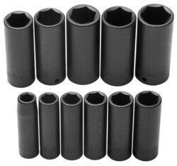 PROJ74112 11PC 1/2 DRIVE DEEP IMPACT SOCKET SET 6 POINT