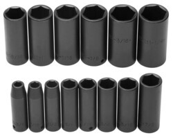 PROJ74114 15PC 1/2 DRIVE DEEP IMPACT SOCKET SET 6 POINT