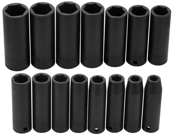 PROJ74214 15PC 1/2 DRIVE METRIC DEEP IMPACT SOCKET SET - 6 POINT