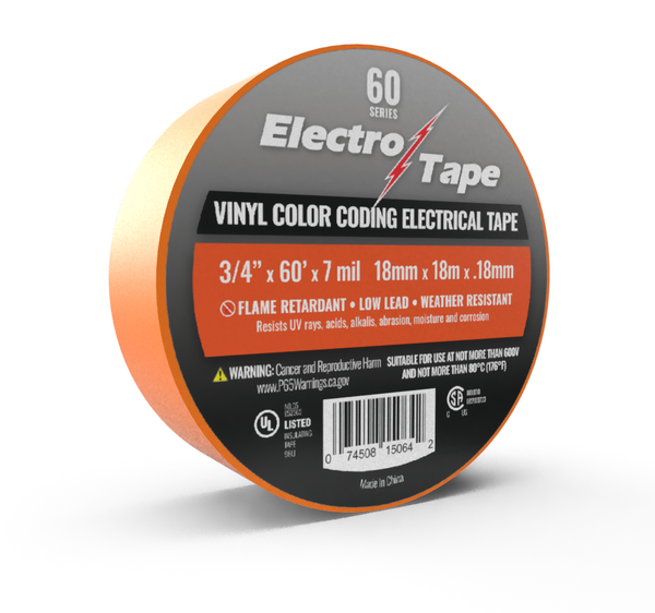 TAPEELECTRICALOR 3/4 X 60 FT ORANGE ELECTRICAL TAPE