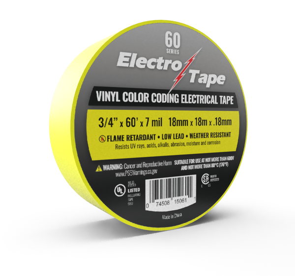 TAPEELECTRICALY 3/4 X 60 FT YELLOW ELECTRICAL TAPE