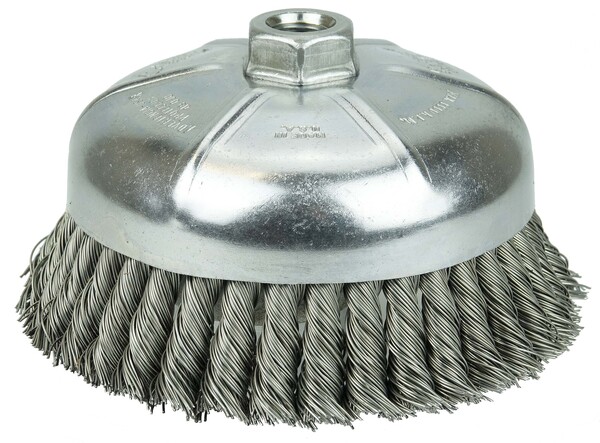 WEI12356 6 SINGLE ROW KNOT WIRE CUP BRUSH .014 STEEL FILL 5/8-11 ARBOR HOLE