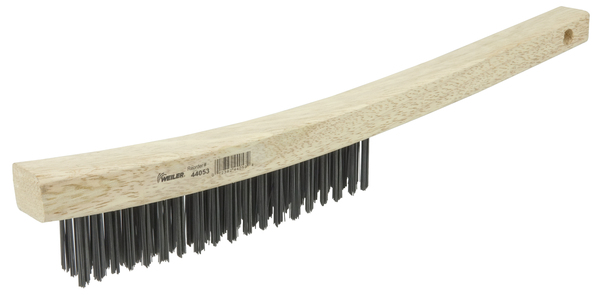 WEI44053 3 X 19 ROWS CURVED HANDLE SCRATCH BRUSH .012 STEEL FILL