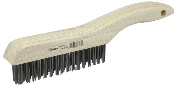 WEI44063 4 X 16 ROWS SHOE HANDLE SCRATCH BRUSH .012 STEEL FILL