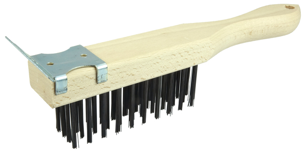 WEI44069 4 X 11 ROWS HEAVY DUTY SCRATCH BRUSH WITH SCRAPER .012 STEEL FILL