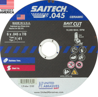 6&quot; X .045 X 7/8&quot; SAITECH SS CUTOFF WHEEL