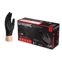 MEDIUM 5 MIL POWDER FREE INDUSTRIAL GRADE BLACK NITRILE GLOVES - 100/BOX