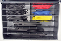 125PC THIN SINGLE WALL HEAT SHRINK TUBING 6&quot; ASSORTMENT IN METAL DRAWER WITH 9 ITEMS