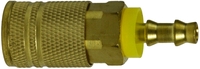 COI156L 1/4" BODY X 3/8" BARB BRASS INDUSTRIAL PUSH-ON HOSE COUPLER WITH PLASTIC SLEEVE