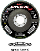 SAIT79116 4 1/2" X 5/8-11 ENCORE ZIRCONIUM T29 FLAP DISC W/ FIBERGLASS BACKING - 40X GRIT