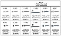 DIS8130 380PC PHILLIPS OVAL HEAD SCREW 12 PART ASSORTMENT