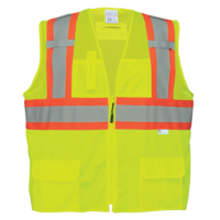 CLASS 2 SURVEYORS STYLE LIME VEST WITH POCKETS