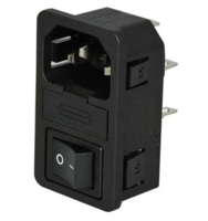 10 AMP / 250V MALE AC RECEPTACLE WITH SWITCH &amp; FUSE HOLDER FOR 1.50MM PANEL THICKNESS