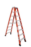 8FT IAA FIBERGLASS TWIN FRONT STEP LADDER 375LB LOAD CAP.