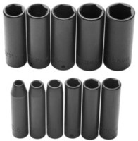 11PC 1/4 DRIVE METRIC DEEP IMPACT SOCKET SET 6 POINT