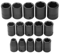 15PC 1/2 DRIVE METRIC IMPACT SOCKET SET 6 POINT