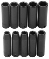 10PC 1/2 DRIVE METRIC DEEP IMPACT SOCKET SET 6 POINT