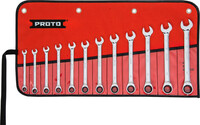 12PC FULL POLISH METRIC NON-REVERSIBLE RATCHETING COMBINATION WRENCH SET - 12 POINT