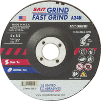 SAIT20015 TYPE 27 4 X 1/4 X 5/8 A24R GRINDING WHEEL