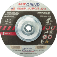 TYPE 28 7 X 1/4 X 5/8-11 A24R GRINDING WHEEL